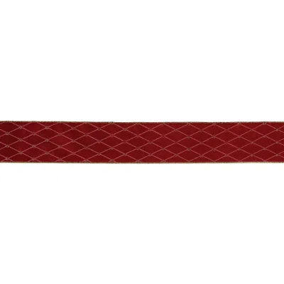 Melrose International Diamond Pattern Wired Ribbon 2.5" X 5 Yds. - Red