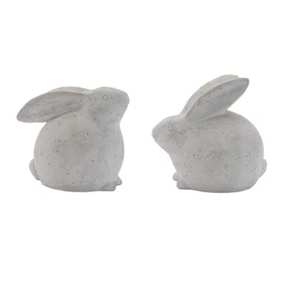 Melrose International Distressed Bunny Figurine (set Of 2) - Gray