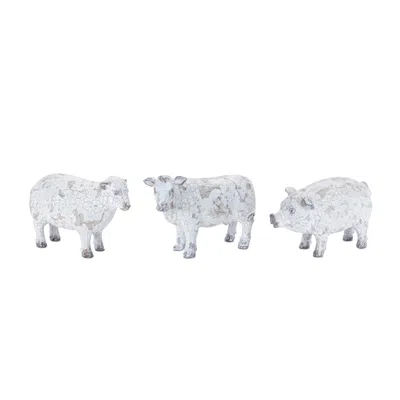 Melrose International Distressed Farm Animal Figurine (set Of 3) - White, Brown
