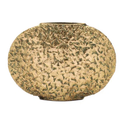 Melrose International Distressed Flat Metal Vase (set Of 2) - Gold