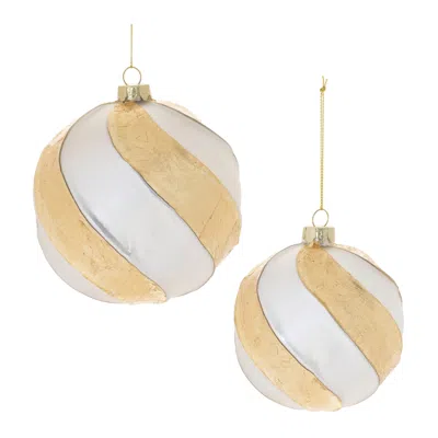 Melrose International Distressed Glass Ball Ornament (set Of 6) - Silver, Gold