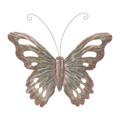 Melrose International Distressed Metal Butterfly Wall Hanging (set Of 2) - Gold, Gray