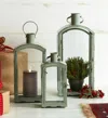 Melrose International Distressed Metal Lantern With Curved Top (set Of 3) - Blue