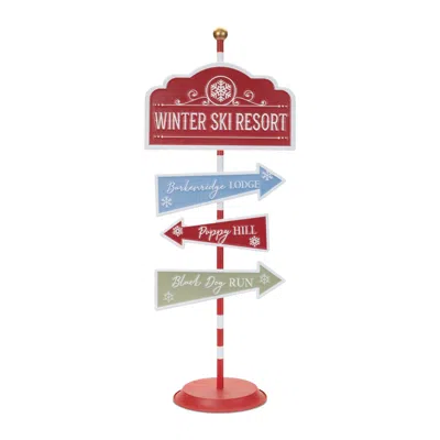 Melrose International Dog Ski Resort Sign 33.5"h - Red, Blue, Green