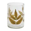 Melrose International Dried Leaf Glass Candle Holder (set Of 3) - Brown