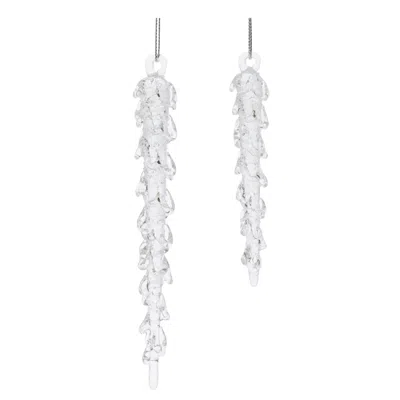 Melrose International Dripping Glass Icicle Drop Ornament (set Of 12) - Clear