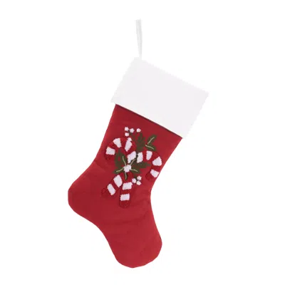Melrose International Embroidered Candy Cane Stocking (set Of 2) - Red, White