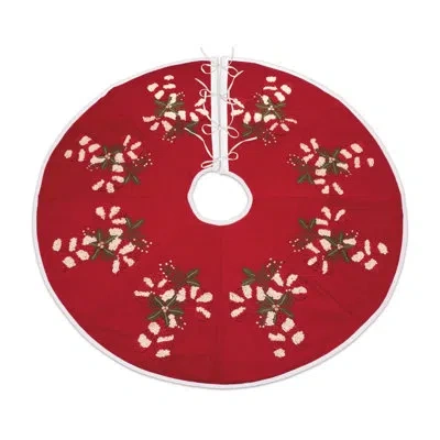 Melrose International Embroidered Candy Cane Tree Skirt 48"d In Red