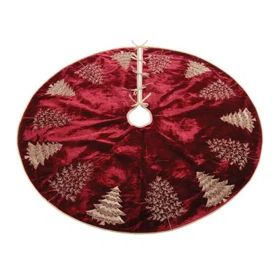 Melrose International Embroidered Evergreen Tree Skirt 48"d In Red,gold