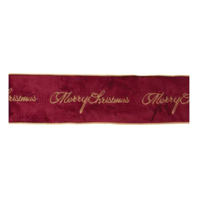 Melrose International Embroidered Merry Christmas Wired Ribbon 4" X 5 Yds. - Red