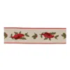 Melrose International Embroidered Winter Cardinal Ribbon 4" X 5 Yds. - Beige, Red