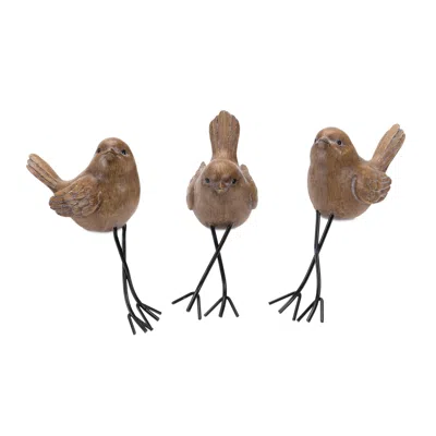 Melrose International Etched Bird Shelf Sitter (set Of 6) - Brown, Black