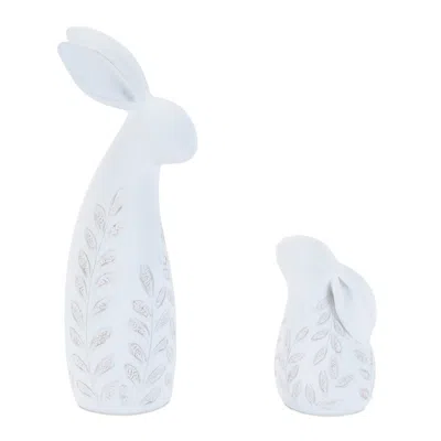 Melrose International Etched Bunny Figurine (set Of 12) - White