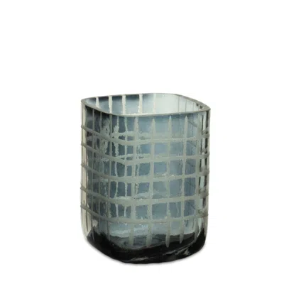Melrose International Etched Glass Candle Holder (set Of 4) - Blue