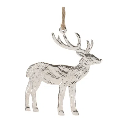 Melrose International Etched Metal Deer Ornament (set Of 12) - Gray