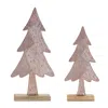 Melrose International Etched Metal Pine Tree On Wood Base (set Of 2) - Brown