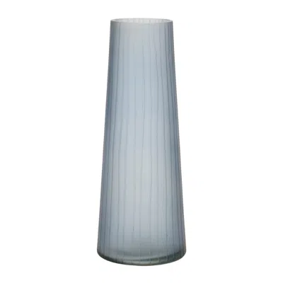 Melrose International Etched Ribbed Glass Vase 11.75"h - Blue