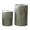 Melrose International Etched Snowflake Mercury Glass Candle Holder (set Of 2) - Grey, Green