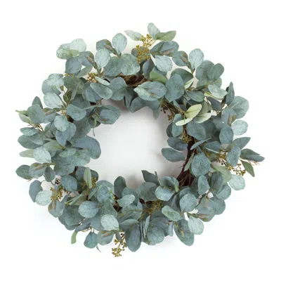 Melrose International Eucalyptus Wreath 20"d - Green, Brown