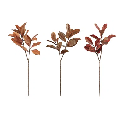 Melrose International Fall Magnolia Leaf Spray (set Of 6) - Orange, Red, Brown In Multi