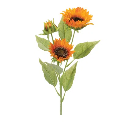 Melrose International Fall Sunflower Spray (set Of 6) - Yellow, Green