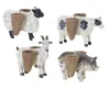 Melrose International Farm Animal Figurine With Basket Vase (set Of 4) - Brown, White, Black