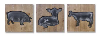 Melrose International Farm Animal Plaque (set Of 3) - Black, White