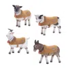 Melrose International Farm Animals With Winter Coat (set Of 4) - Brown, White, Black In Multi