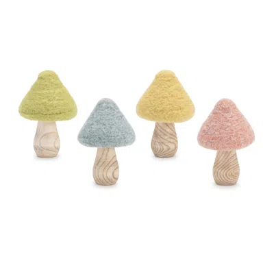 Melrose International Felt Wood Mushroom Decor (set Of 24) - Multi