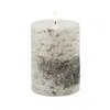 Melrose International Fia Wick Birch Design Pillar Candle (set Of 2) - White, Black