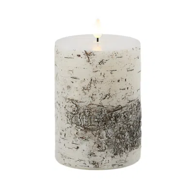Melrose International Fia Wick Birch Design Pillar Candle (set Of 2) - White, Black