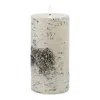 Melrose International Fia Wick Birch Design Pillar Candle (set Of 2) - White, Black