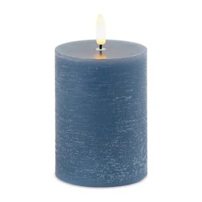 Melrose International Fia Wick Blue Pillar Candle (set Of 2) - Blue