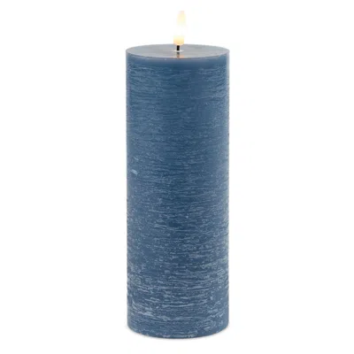 Melrose International Fia Wick Blue Pillar Candle (set Of 2) - Blue