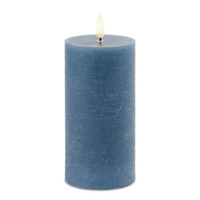 Melrose International Fia Wick Blue Pillar Candle (set Of 2) - Blue