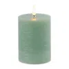 Melrose International Fia Wick Green Pillar Candle (set Of 2) - Green