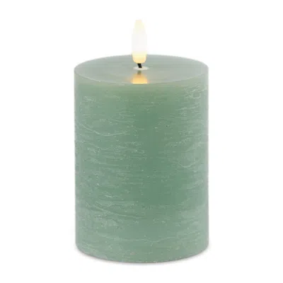 Melrose International Fia Wick Green Pillar Candle (set Of 2) - Green