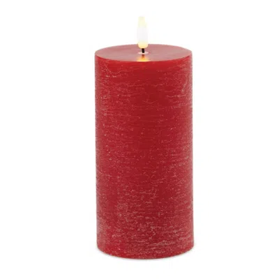 Melrose International Fia Wick Red Pillar Candle (set Of 2) - Red