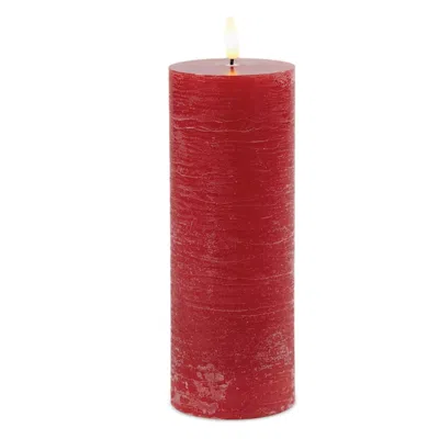 Melrose International Fia Wick Red Pillar Candle (set Of 2) - Red