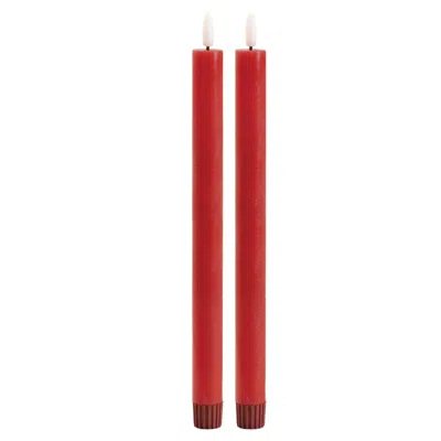Melrose International Fia Wick Red Taper Candle (set Of 2) - Red