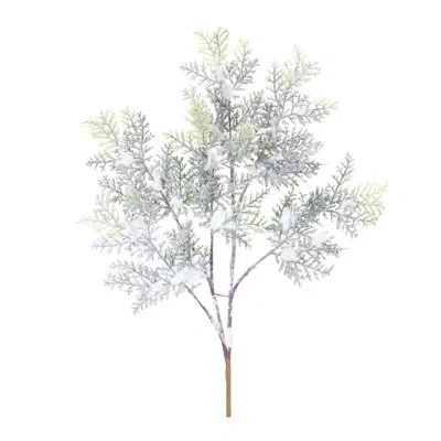 Melrose International Flocked Cedar Stems In Green,white