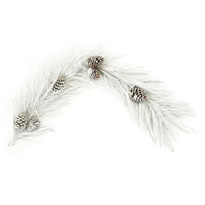 Melrose International Flocked Long Needle Pine Garland 48"l - White, Green