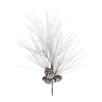 Melrose International Flocked Long Needle Pine Spray (set Of 2) - White, Brown
