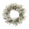 Melrose International Flocked Mixed Pine And Pinecone Wreath 27"d - Green, White