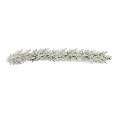 Melrose International Flocked Pine Garland 6'l - Green, White