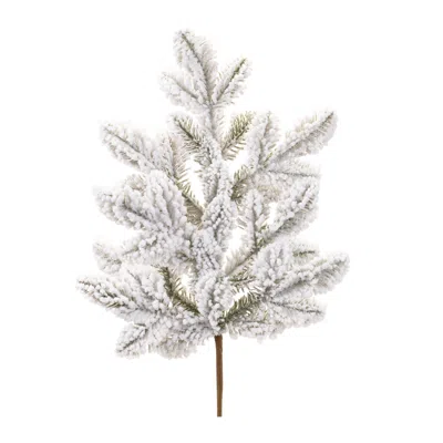 Melrose International Flocked Pine Spray (set Of 6) - White, Brown