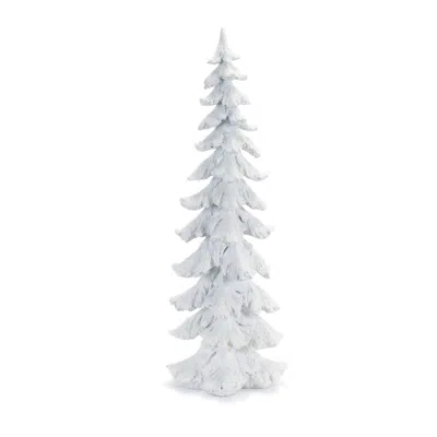 Melrose International Flocked Pine Tree With Carved Design 26"h - White, Silver
