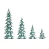 Melrose International Flocked Seafoam Pine Tree With Carved Design (set Of 4) - Blue, White