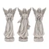 Melrose International Floral Angel Statue (set Of 3) - Grey