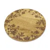 Melrose International Floral Etched Mango Wood Tray - Gold
